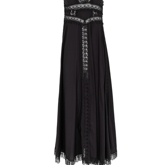 Charo Ruiz Ibiza Women's Black Imagen Lace-Trim Voile Maxi Dress Size M - Picture 4 of 8